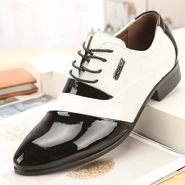 White Faux – Men's Shoes and Leather Oxford Black Patent FashionChic