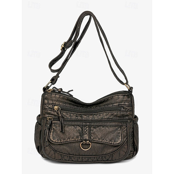 Crossbody Brown Vintage Women's Faux Bag with Leather FashionChic