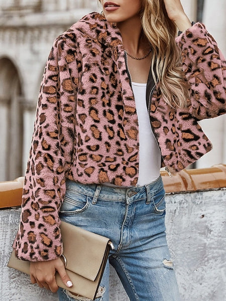 Comfortable Faux Women's Fur Jacket Coat Hoodie Warm FashionChic