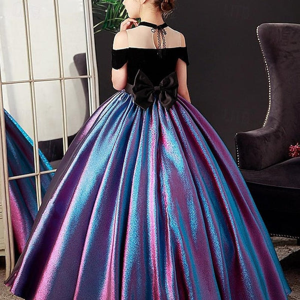 Kids Color Sleeve Party Solid Girls' Dress Short FashionChic