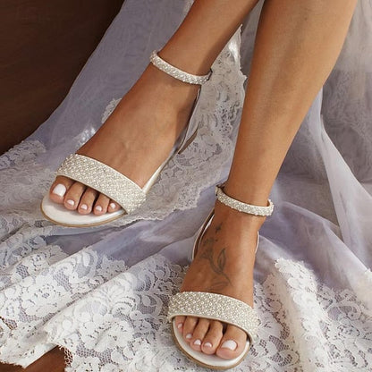 Wedding Women's Bridal Rhinestone Elegant Sandals - Ivory FashionChic