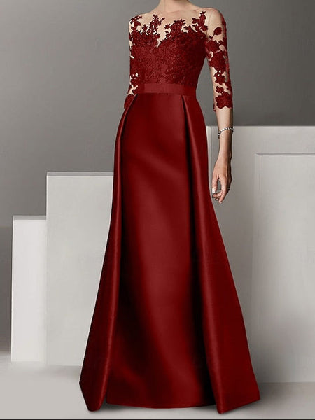 Guest Wedding A-Line Gown Elegant Sweep / Evening Dress Brush FashionChic