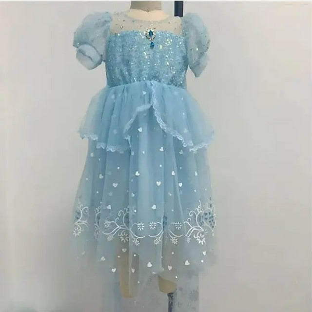Princess Flower Elsa Cosplay Cloak Girl Frozen Dress FashionChic