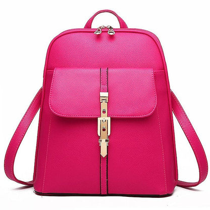 Women's Lock Black Leather Faux Purse Backpack with Gold FashionChic