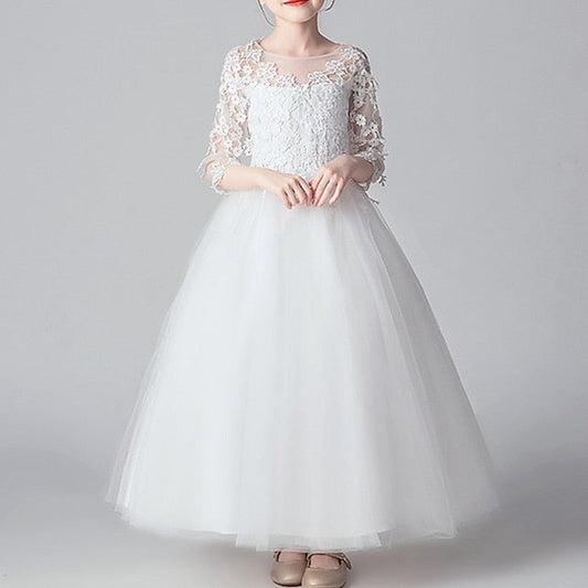 Party Kids Dress Girls' Color Girl Solid Flower FashionChic