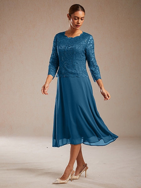 Women's Midi Dress Chiffon Dress Elegant Wedding Guest FashionChic