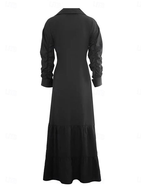 Women's Maxi Dress Black Dress Shirt Dress Casual Dress