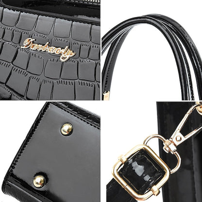 Black Crocodile Pattern Women's Elegant Handbag Leather | FashionChic