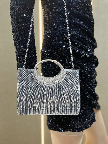 Evening Bag Clutch – Round Rhinestone with Women's Handle FashionChic