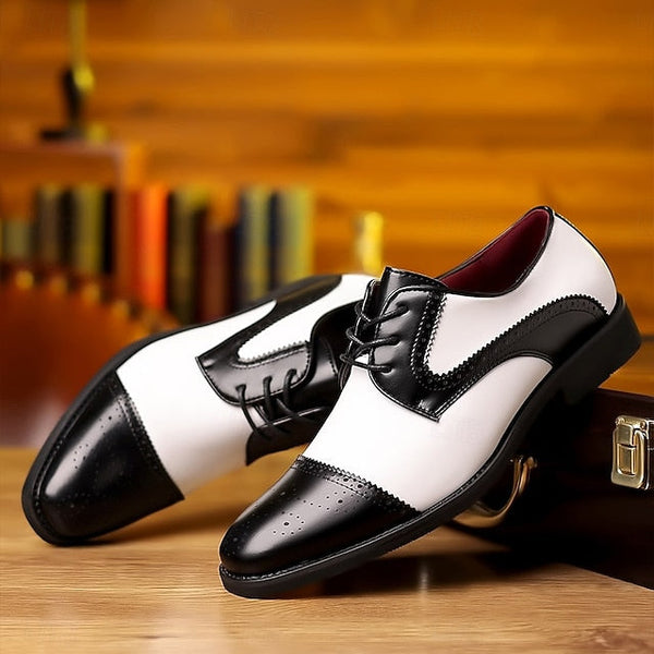 Shoes Color-Blocked White Men's and Dress Black with FashionChic