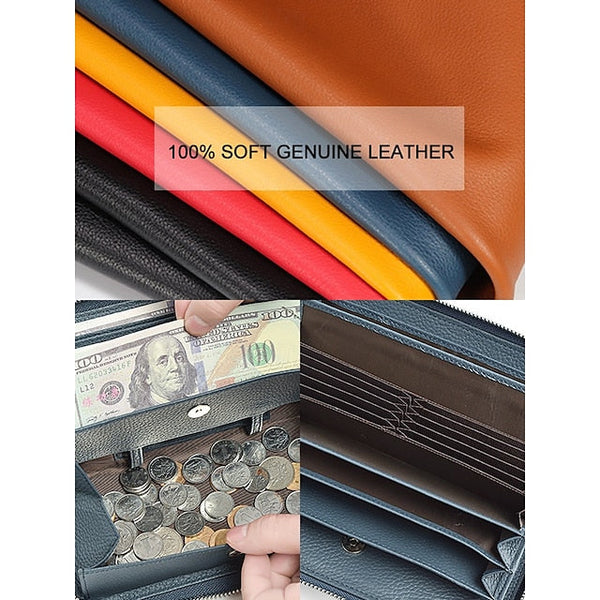 Cowhide Wallet Card Credit Leather Women's Holder FashionChic