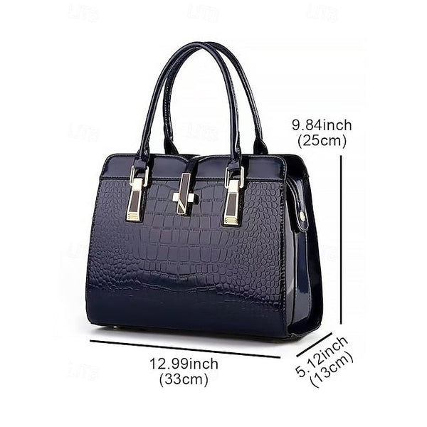 Faux - Croc Patent Women's Handbag Leather Burgundy FashionChic