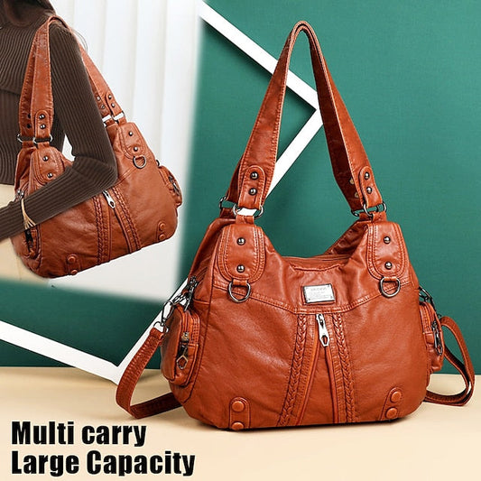 Boston Leather Handbag Shoulder Bag Women's Hobo PU FashionChic