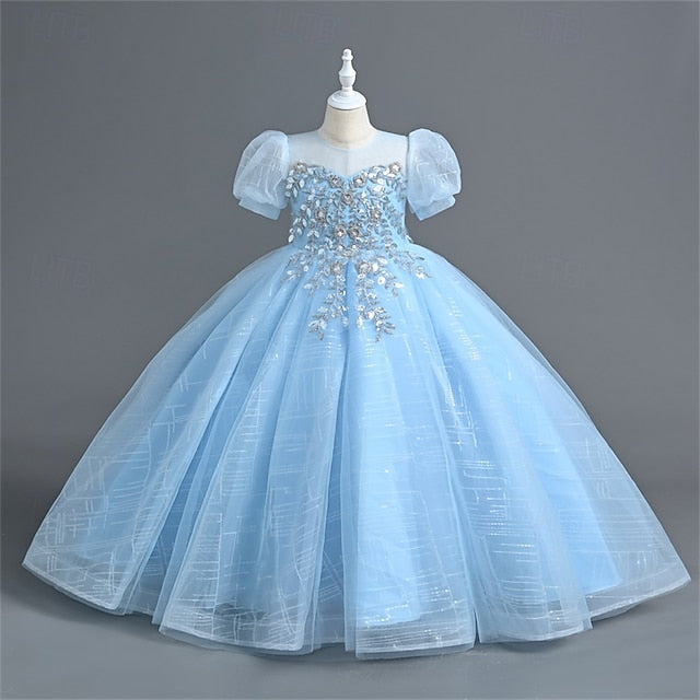Kids Color Dress Flower Girl Party Girls' Solid FashionChic