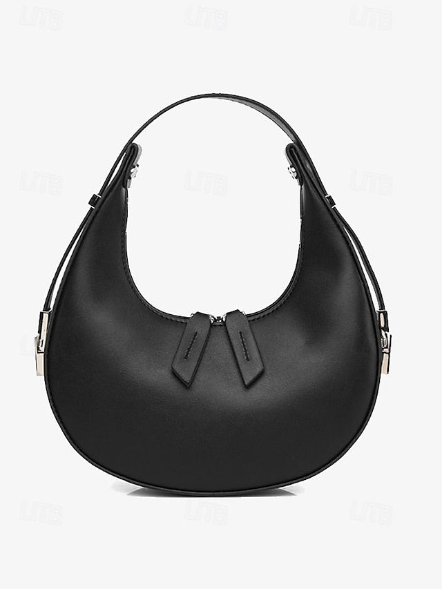 Hobo with Silver Crescent Sleek Ivory Hardware Bag - Elegant FashionChic