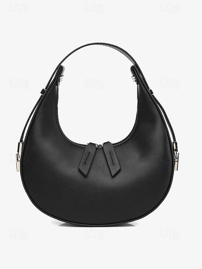 Hobo with Silver Crescent Sleek Ivory Hardware Bag - Elegant FashionChic