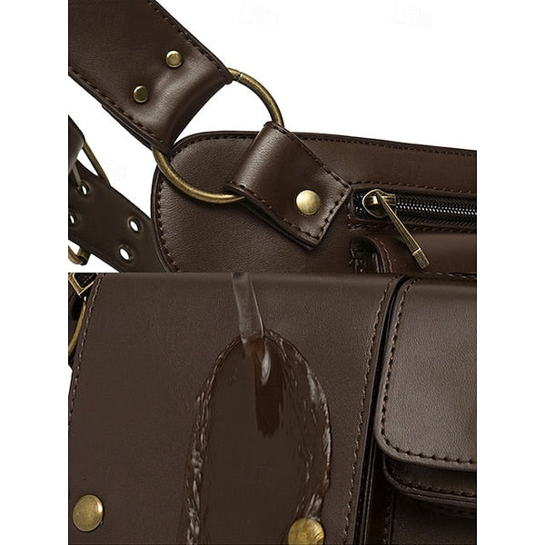 Utility Bag with Vintage Belt Women's Leather Faux FashionChic