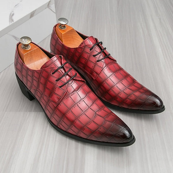 Pattern Dress Shoes Crocodile Leather – Red Faux Men's FashionChic