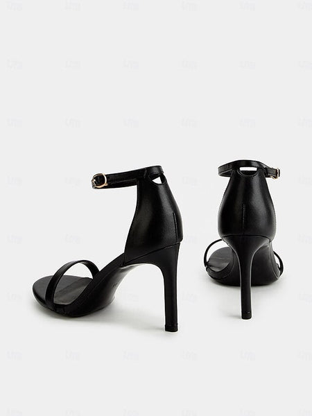 Elegant Sandals Open-Toe Strap for Black Ankle Women - Stiletto FashionChic