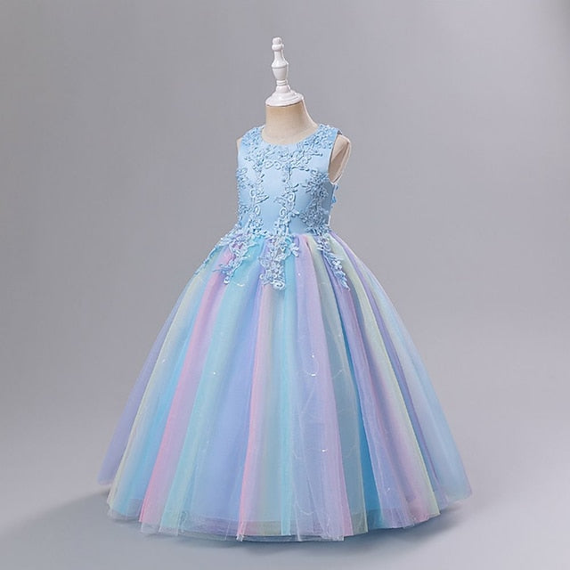 Floral Kids Line Colored Solid Girls' A Dress FashionChic