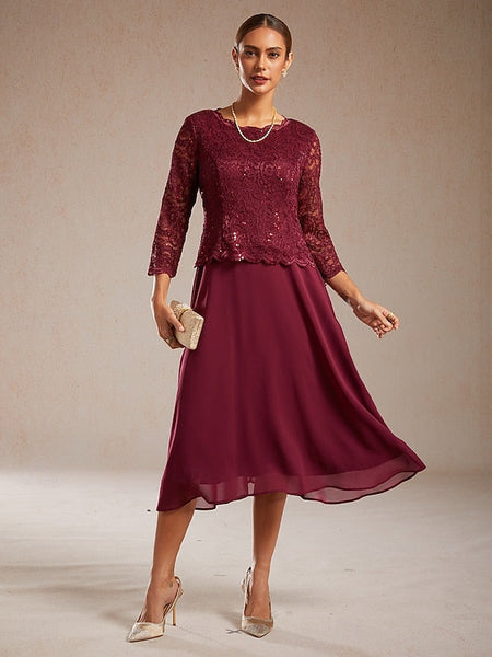 Women's Midi Dress Chiffon Dress Elegant Wedding Guest FashionChic