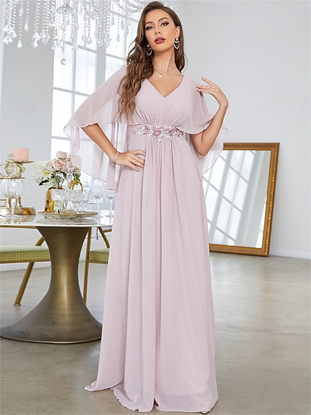 Mother V of Floor the Neck Bride Party Dress Elegant FashionChic
