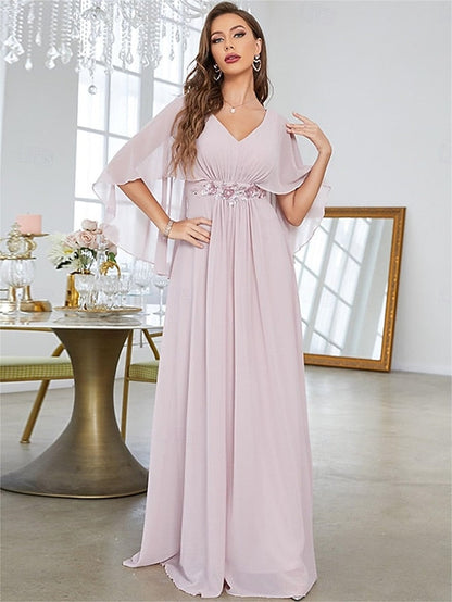 Mother V of Floor the Neck Bride Party Dress Elegant FashionChic