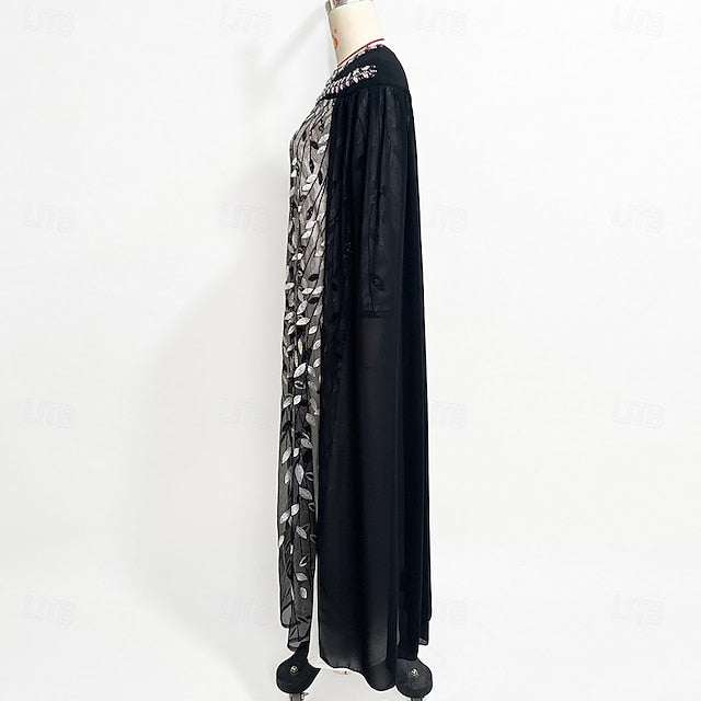 Cape Bride Neck A-Line the Crew Dress Elegant of Mother FashionChic