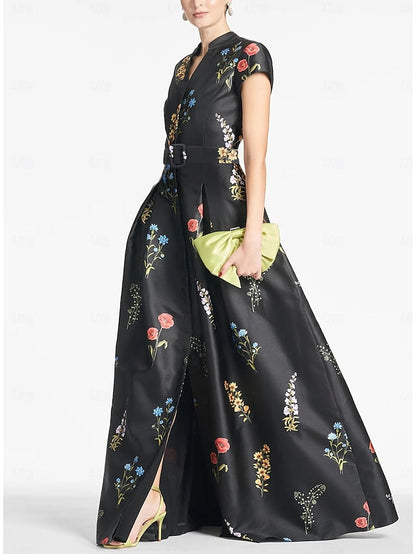 Gown Dress Floor Evening Guest Wedding Split High Formal A-Line FashionChic