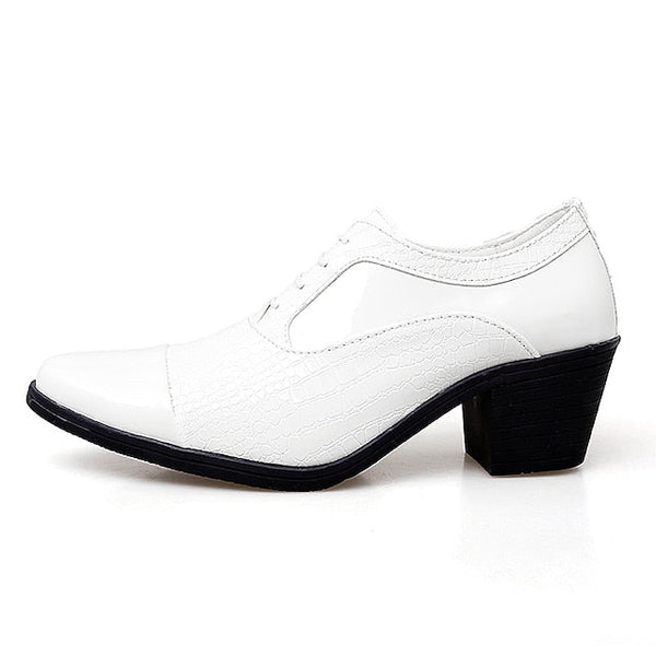 Men's Oxford Leather Pattern Faux Black Patent Crocodile FashionChic