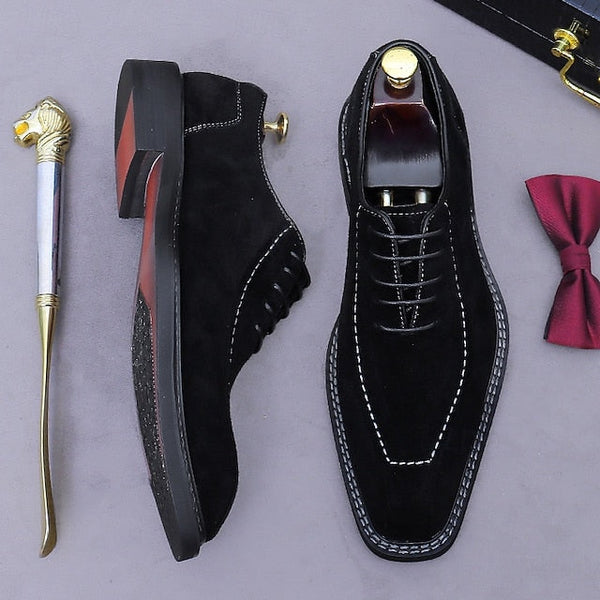 Derby Leather Genuine - Men's Suede Cowhide Classic Shoes FashionChic