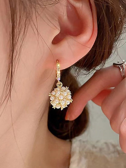 - String Gold Imitation Pearl Plated Women's Earrings FashionChic