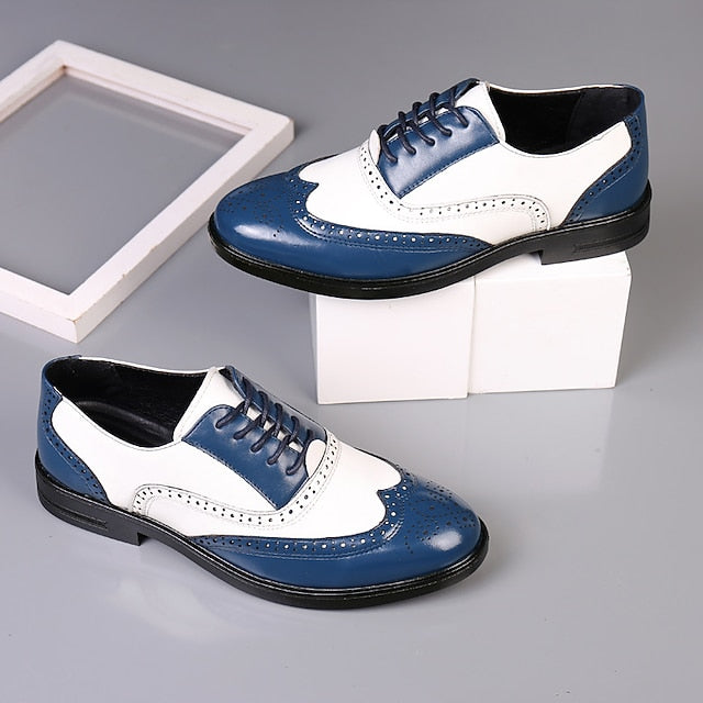 and White Shoes Men's Burgundy Wingtip Oxford Brogue FashionChic