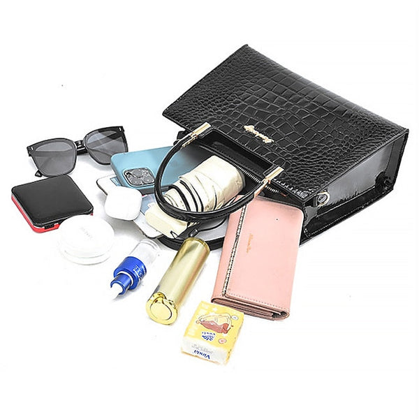 Black Crocodile Pattern Women's Elegant Handbag Leather | FashionChic
