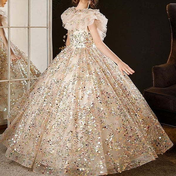 Flower Kids Solid Dress Color 3/4 Girl Girls' Party FashionChic