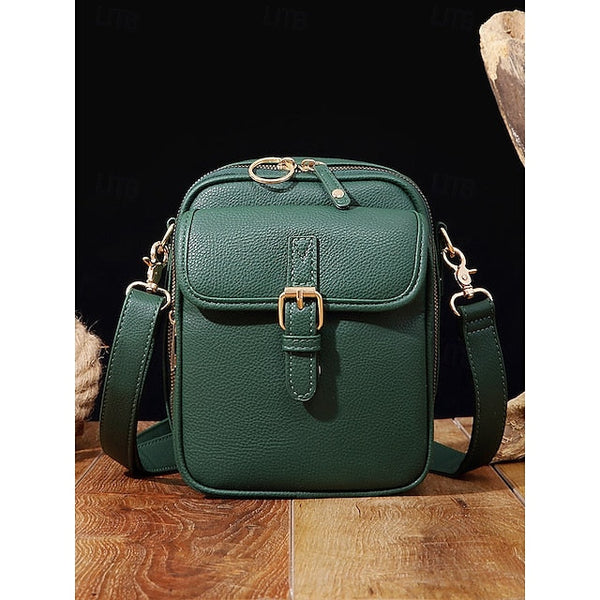 Bag Front Brown with Faux Vintage Leather Women's Crossbody FashionChic