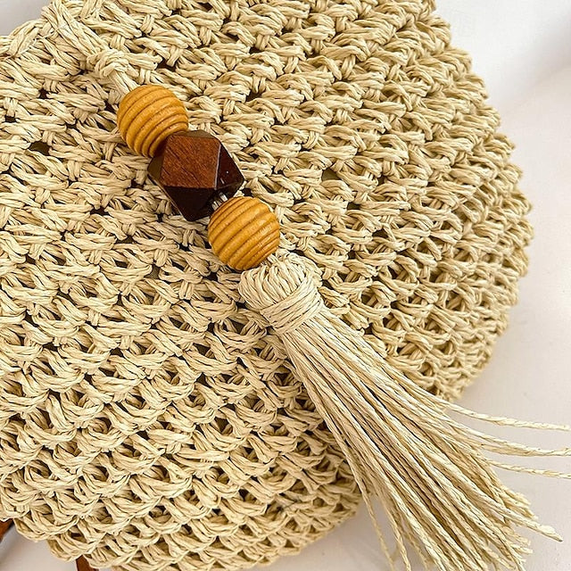 Tassel Women's Bag Woven Boho Handbag – Straw Crossbody FashionChic