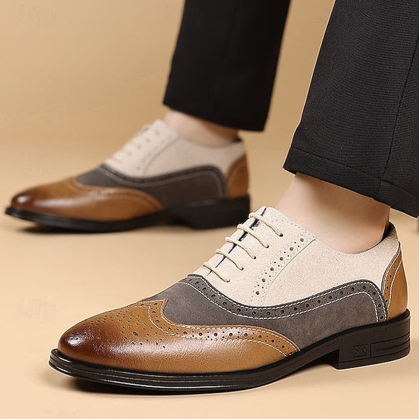 and Men's Oxford Gray Shoes Classic Brogue Brown Dress FashionChic