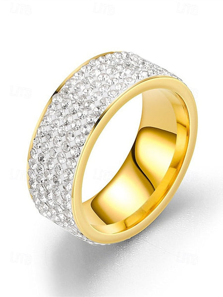 with Pave Band Rings Rhinestone Wide Men's Full FashionChic