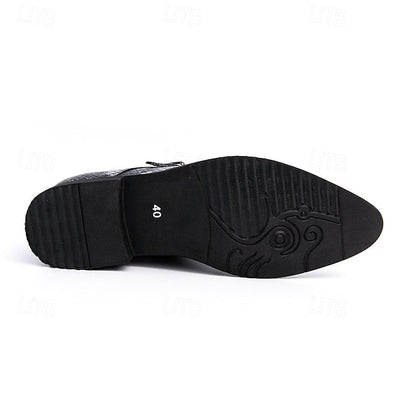 Formal Brown Print Snake Shoes Strap Monk Men Classic – for FashionChic