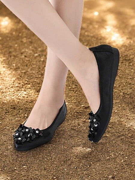 Women's – Floral Embellished Comfortable Foldable Flats FashionChic