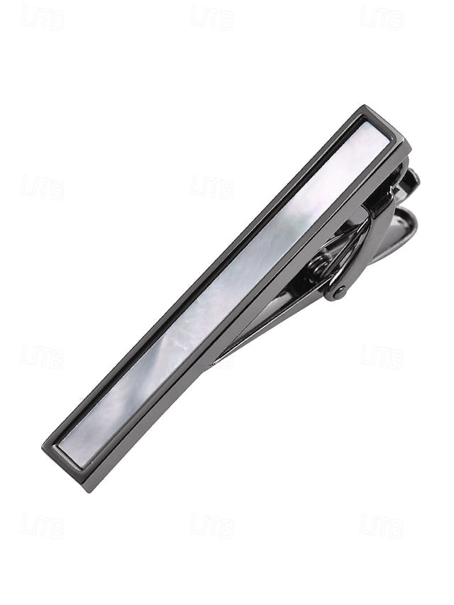 tie with and pearl brass inlaid mother clip of Men's FashionChic