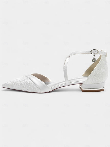 Shoes Satin Low Lace Cross-Strap Blue Heel for Overlay Navy with FashionChic