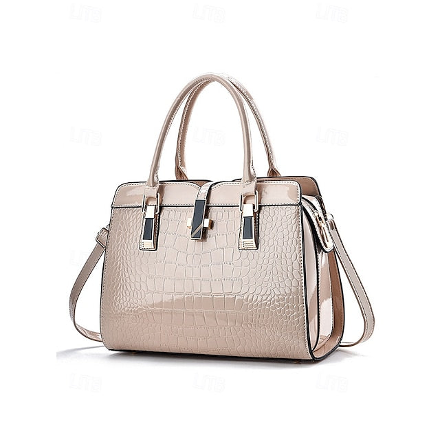Faux - Croc Patent Women's Handbag Leather Burgundy FashionChic