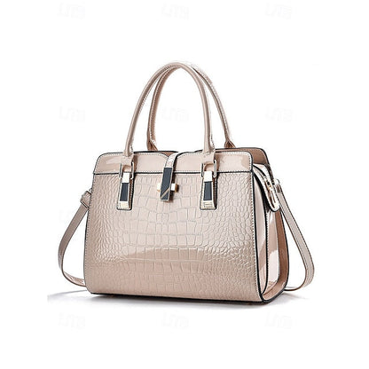 Faux - Croc Patent Women's Handbag Leather Burgundy FashionChic