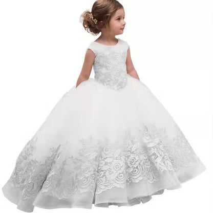 Kids Colored Girl Flower Dress Floral Solid Girls' FashionChic