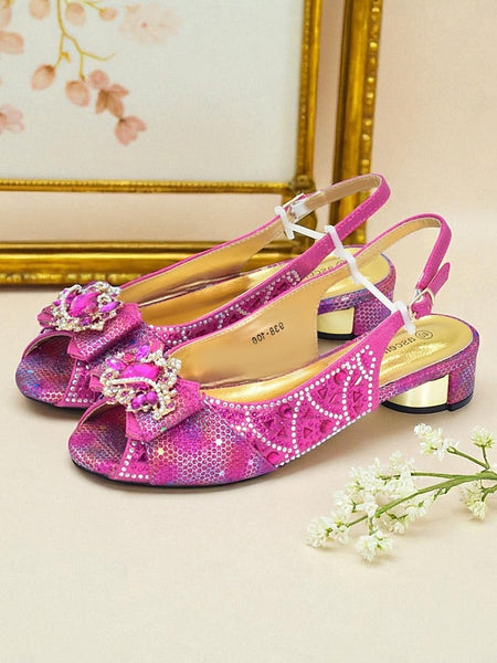 Clutch Women's Gold Matching Slingback and Heels Rhinestone FashionChic