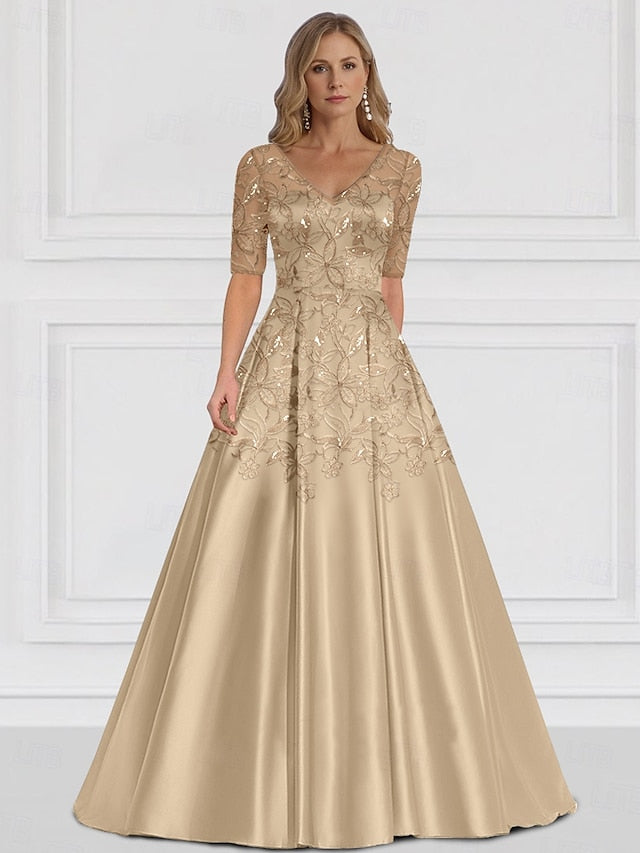 Simple the A-Line of V Bride Elegant Mother Dress Guest Wedding FashionChic