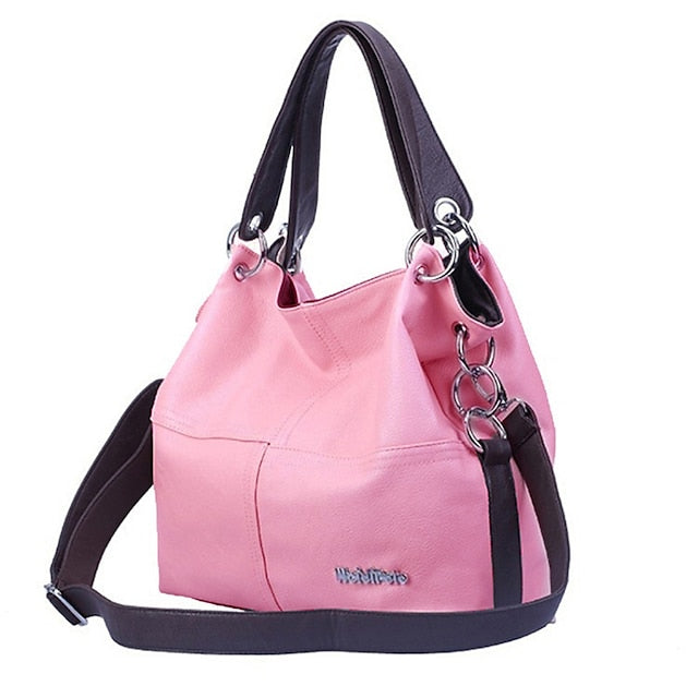 Casual Handbag with Canvas Leather Straps – Women's FashionChic