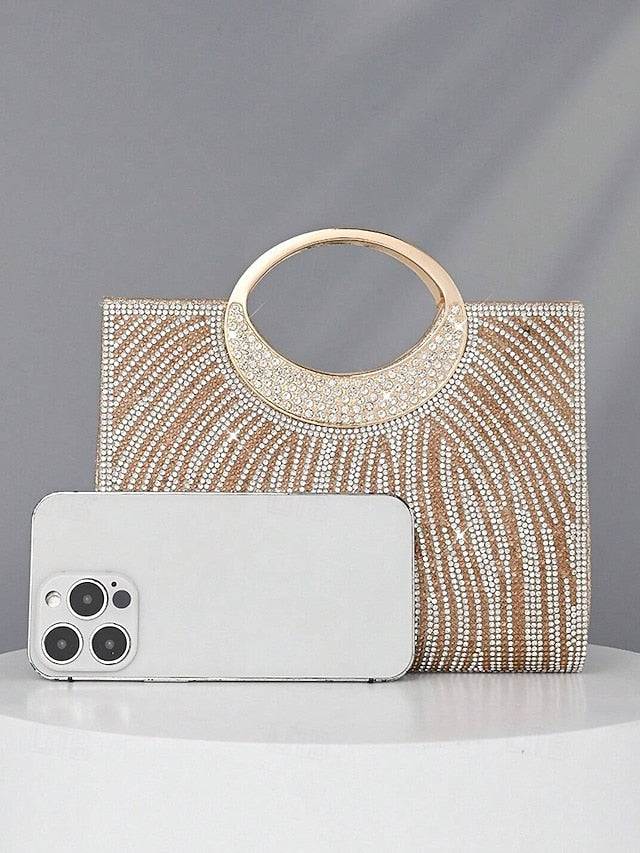 Evening Bag Clutch – Round Rhinestone with Women's Handle FashionChic